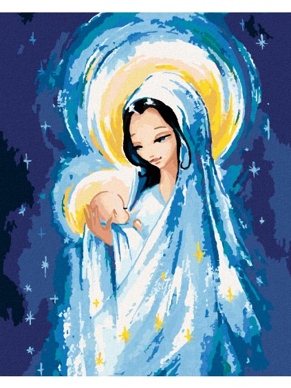 Diamantové maľovanie - MALÝ JEŽIŠ KRISTUS A MÁRIA (Rámovanie bez rámu a bez vypnutia plátna, Rozmer 40x50 cm)