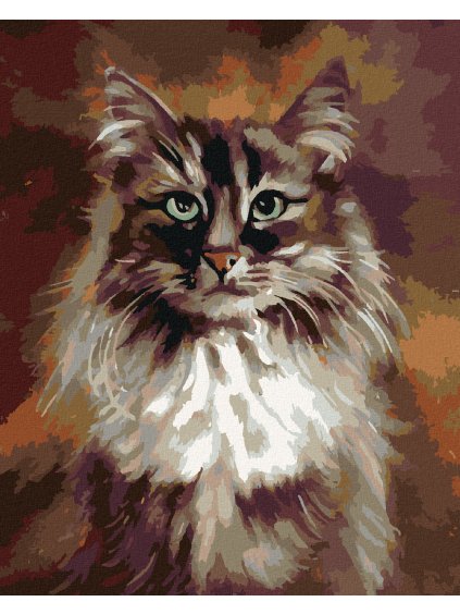 Diamantové maľovanie - MAČKA NA HNEDOM POZADÍ (Rámovanie bez rámu a bez vypnutia plátna, Rozmer 40x50 cm)