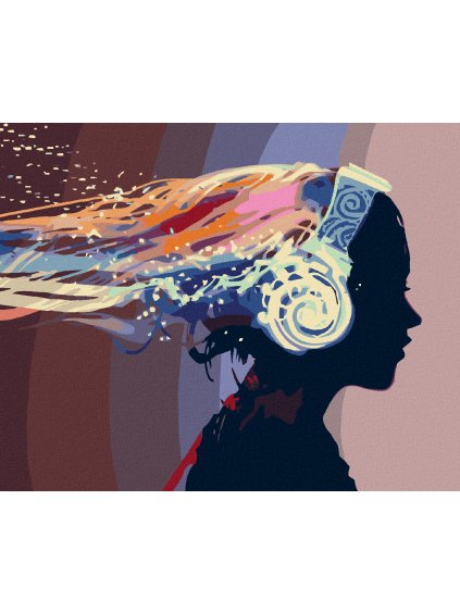 Diamantové maľovanie - ŽENA SO SLÚCHADLAMI (Rámovanie bez rámu a bez vypnutia plátna, Rozmer 40x50 cm)