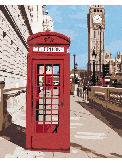 Diamantové maľovanie - TELEFÓNNA BÚDKA V LONDÝNE (Rámovanie bez rámu a bez vypnutia plátna, Rozmer 40x50 cm)