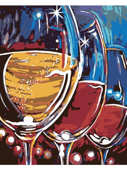 Diamantové maľovanie - TRI POHÁRE VÍNA (Rámovanie bez rámu a bez vypnutia plátna, Rozmer 40x50 cm)