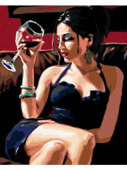 Diamantové maľovanie - ZVODNÁ S POHÁROM VÍNA (Rámovanie bez rámu a bez vypnutia plátna, Rozmer 40x50 cm)