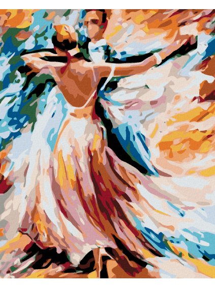 Diamantové maľovanie - TANEC VO FARBÁCH (Rámovanie bez rámu a bez vypnutia plátna, Rozmer 40x50 cm)