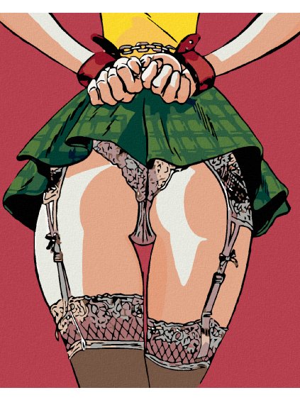 Diamantové maľovanie - SPÚTANÁ V PODVÄZKOCH (Rámovanie bez rámu a bez vypnutia plátna, Rozmer 40x50 cm)