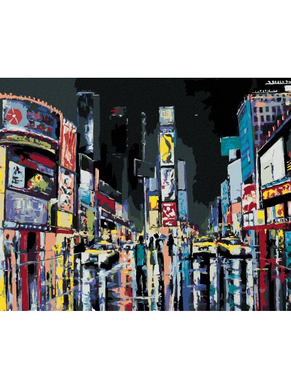 Diamantové maľovanie - POHĽAD NA NOČNÝ NEW YORK (Rámovanie bez rámu a bez vypnutia plátna, Rozmer 40x50 cm)