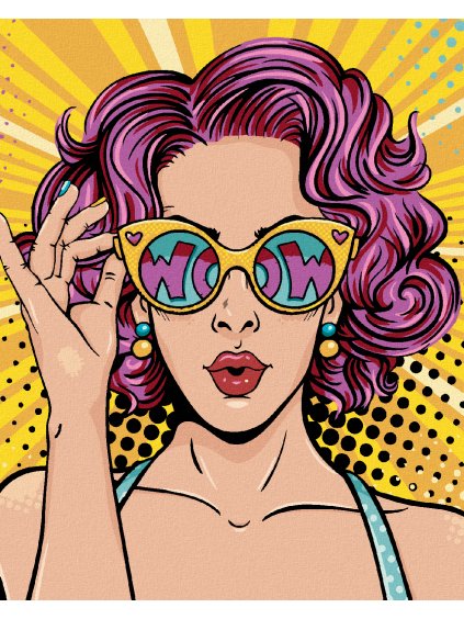 Diamantové maľovanie - POP-ART ŽENA S RUŽOVÝMI VLASMI (Rámovanie bez rámu a bez vypnutia plátna, Rozmer 40x50 cm)