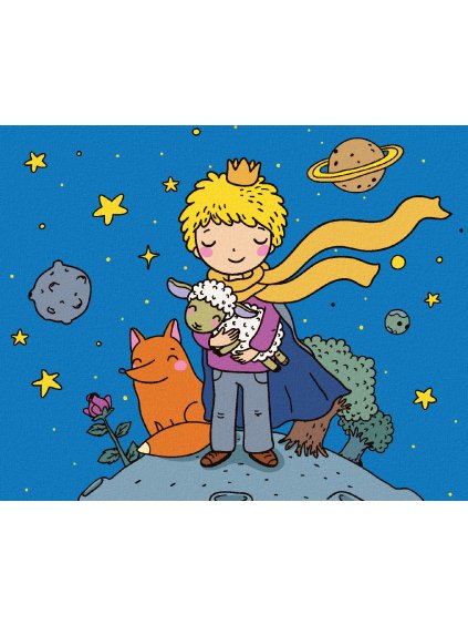 Diamantové maľovanie - MALÝ PRINC S OVEČKOU (Rámovanie bez rámu a bez vypnutia plátna, Rozmer 40x50 cm)