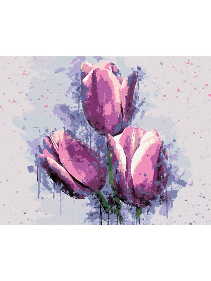 Diamantové maľovanie - MAĽOVANÉ TULIPÁNY (Rámovanie bez rámu a bez vypnutia plátna, Rozmer 40x50 cm)