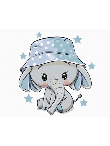 Diamantové maľovanie - MALÝ SLON S ČAPICOU (Rámovanie bez rámu a bez vypnutia plátna, Rozmer 40x50 cm)