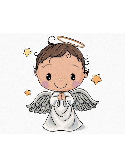 Diamantové maľovanie - DETSKÝ ANJEL (Rámovanie bez rámu a bez vypnutia plátna, Rozmer 40x50 cm)