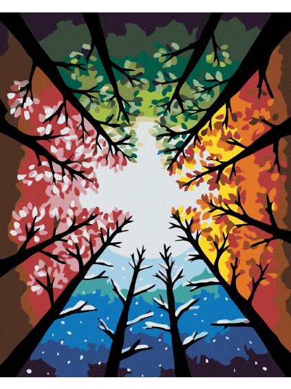 Diamantové maľovanie - ŠTYRI OBDOBIA (Rámovanie bez rámu a bez vypnutia plátna, Rozmer 40x50 cm)