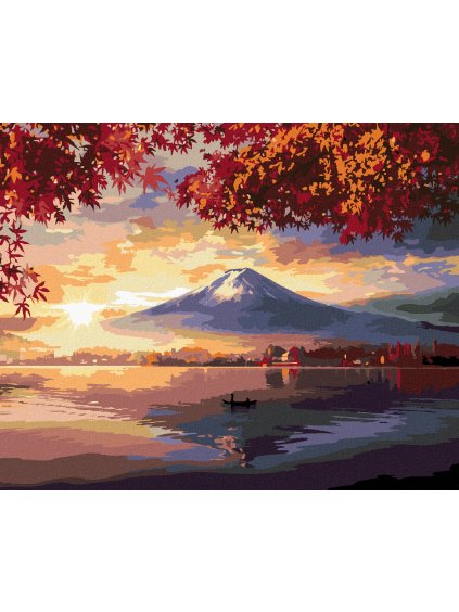 Diamantové maľovanie - JAPONSKO HORA A JAZERO (Rámovanie bez rámu a bez vypnutia plátna, Rozmer 40x50 cm)