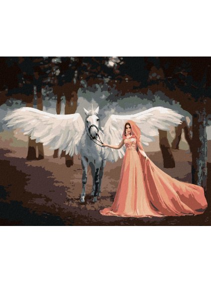 Diamantové maľovanie - ELF A JEDNOROŽEC (Rámovanie bez rámu a bez vypnutia plátna, Rozmer 40x50 cm)