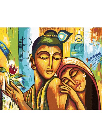 Diamantové maľovanie - BUDDHA SO ŽENOU (Rámovanie bez rámu a bez vypnutia plátna, Rozmer 40x50 cm)