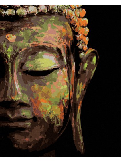 Diamantové maľovanie - BUDDHA NA ČIERNOM POZADÍ (Rámovanie bez rámu a bez vypnutia plátna, Rozmer 40x50 cm)