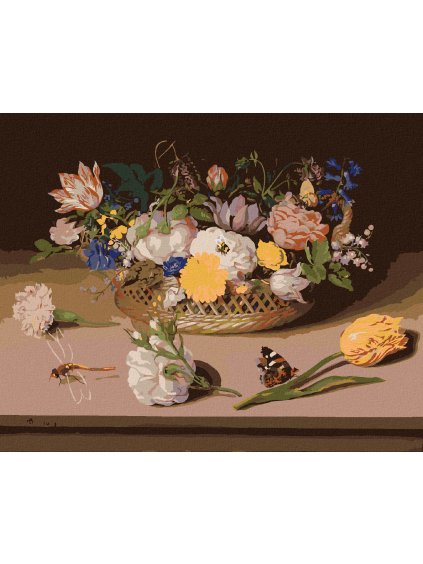 Diamantové maľovanie - ZÁTIŠÍ KVETÍN (AMBROSIUS BOSSCHAERT) (Rámovanie bez rámu a bez vypnutia plátna, Rozmer 40x50 cm)