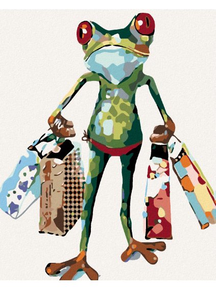 Diamantové maľovanie - ŽABA NA NÁKUPOCH (Rámovanie bez rámu a bez vypnutia plátna, Rozmer 40x50 cm)