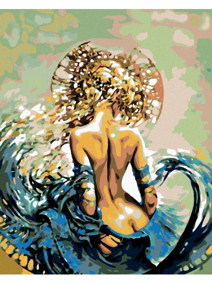 Diamantové maľovanie - ŽENA NA VLNÁCH (Rámovanie bez rámu a bez vypnutia plátna, Rozmer 40x50 cm)