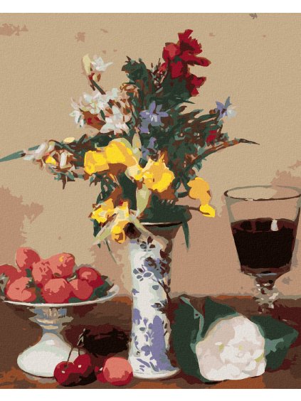 Diamantové maľovanie - ZÁTIŠIE ZASNÚBENIE (HENRI FANTIN-LATOUR) (Rámovanie bez rámu a bez vypnutia plátna, Rozmer 40x50 cm)