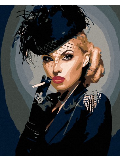 Diamantové maľovanie - ŽENA V ČIERNOM (Rámovanie bez rámu a bez vypnutia plátna, Rozmer 40x50 cm)