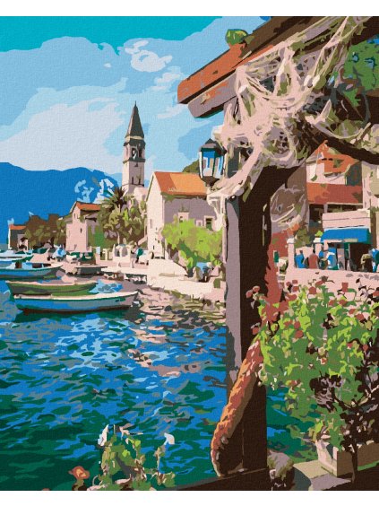 Diamantové maľovanie - VÝHĽAD OD RYBÁRA NA MORE (Rámovanie bez rámu a bez vypnutia plátna, Rozmer 40x50 cm)