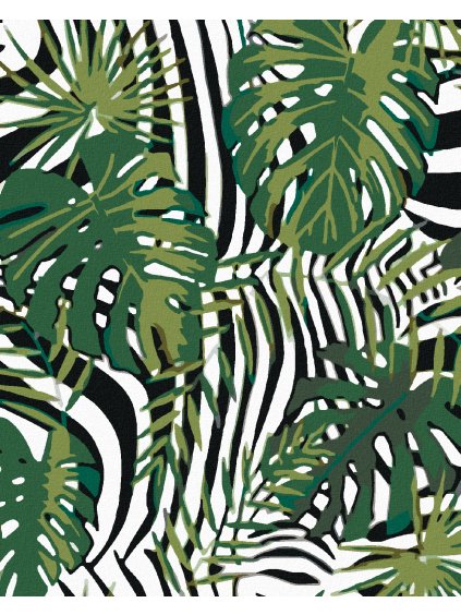 Diamantové maľovanie - TROPICKÉ LISTY (Rámovanie bez rámu a bez vypnutia plátna, Rozmer 40x50 cm)