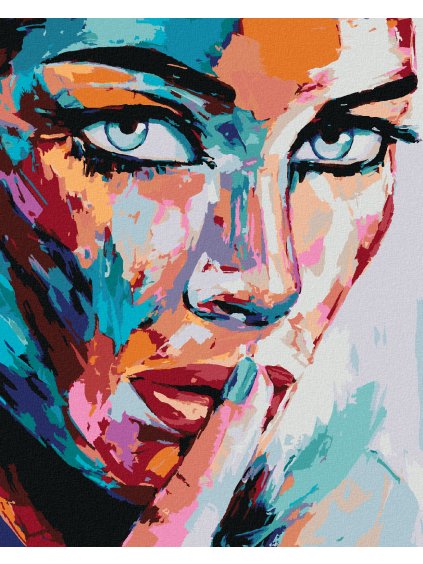 Diamantové maľovanie - PORTRÉT FAREBNÁ ŽENA (Rámovanie bez rámu a bez vypnutia plátna, Rozmer 40x50 cm)