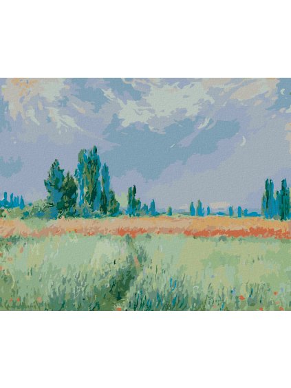 Diamantové maľovanie - PŠENIČNÉ POLE (CLAUDE MONET) (Rámovanie bez rámu a bez vypnutia plátna, Rozmer 40x50 cm)