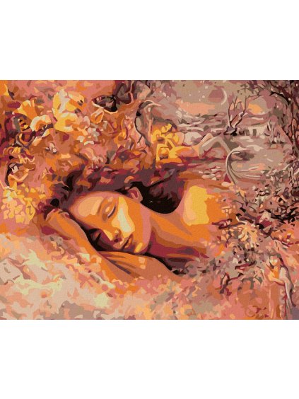 Diamantové maľovanie - SPIACA ŽENA (Rámovanie bez rámu a bez vypnutia plátna, Rozmer 40x50 cm)