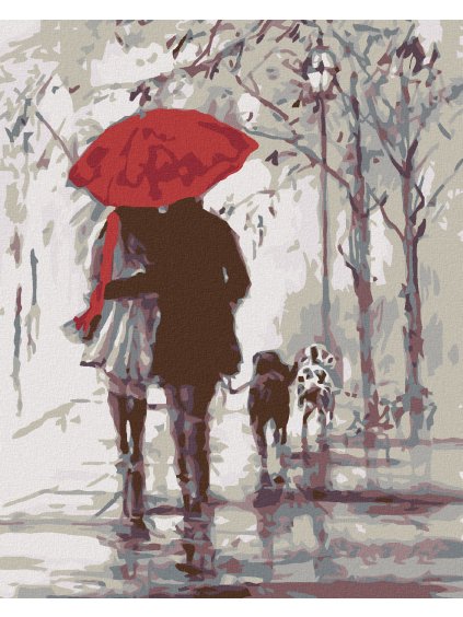 Diamantové maľovanie - NA PRECHÁDZKE SO PSÍKAMI (Rámovanie bez rámu a bez vypnutia plátna, Rozmer 40x50 cm)