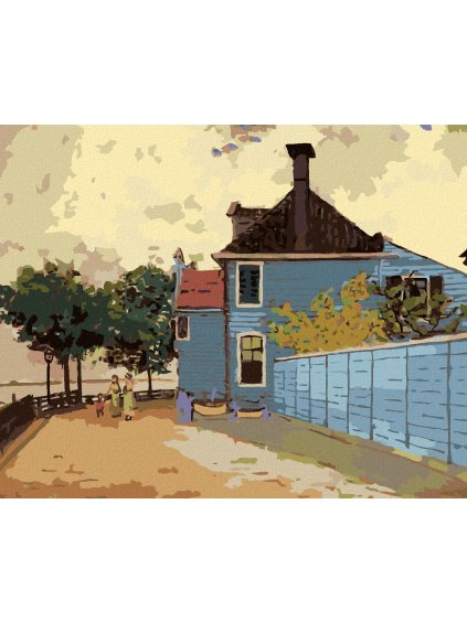 Diamantové maľovanie - MODRÝ DOM V ZAANDAME (CLAUDE MONET) (Rámovanie bez rámu a bez vypnutia plátna, Rozmer 40x50 cm)