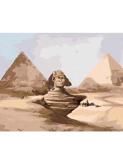 Diamantové maľovanie - SFINGA A PYRAMÍDY EGYPT (Rámovanie bez rámu a bez vypnutia plátna, Rozmer 40x50 cm)