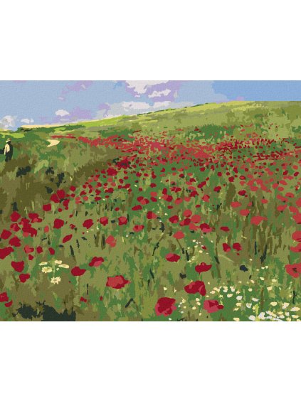 Diamantové maľovanie - LÚKA S MAKMI (PÁL SZINYEI MERSE) (Rámovanie bez rámu a bez vypnutia plátna, Rozmer 40x50 cm)