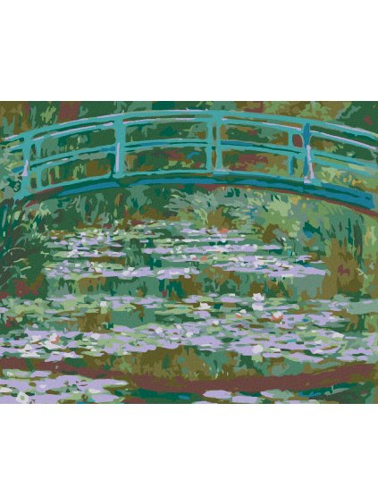 Diamantové maľovanie - LEKNÁ POD ZÁHRADNÝM MOSTÍKOM (Rámovanie bez rámu a bez vypnutia plátna, Rozmer 40x50 cm)