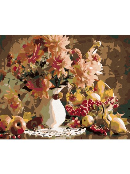Diamantové maľovanie - KVETY VO VÁZE (Rámovanie bez rámu a bez vypnutia plátna, Rozmer 40x50 cm)