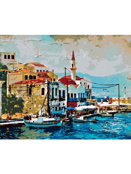 Diamantové maľovanie - KRÁSNE KASTELORIZO BAY V GRÉCKU (Rámovanie bez rámu a bez vypnutia plátna, Rozmer 40x50 cm)