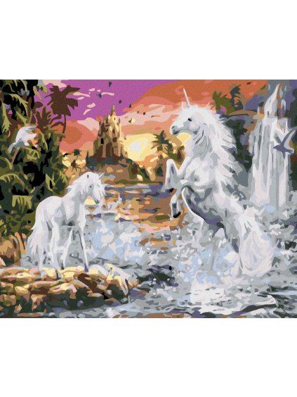 Diamantové maľovanie - JEDNOROŽEC (Rámovanie bez rámu a bez vypnutia plátna, Rozmer 40x50 cm)