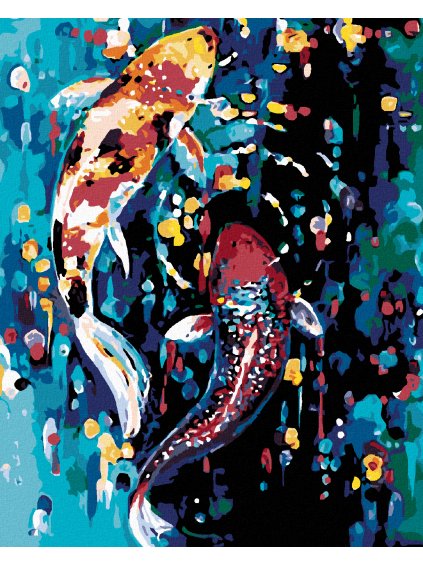 Diamantové maľovanie - DVE FAREBNÉ RYBKY (Rámovanie bez rámu a bez vypnutia plátna, Rozmer 40x50 cm)