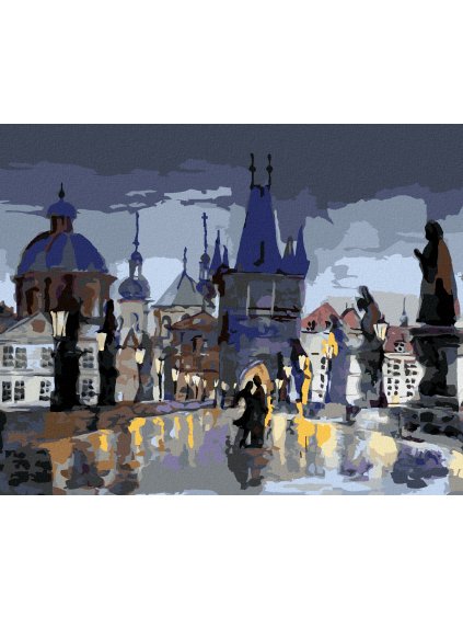 Diamantové maľovanie - ABSTRAKTNÝ KARLOV MOST II (Rámovanie bez rámu a bez vypnutia plátna, Rozmer 40x50 cm)
