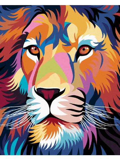 Diamantové maľovanie - FAREBNÝ LEV (Rámovanie bez rámu a bez vypnutia plátna, Rozmer 40x50 cm)