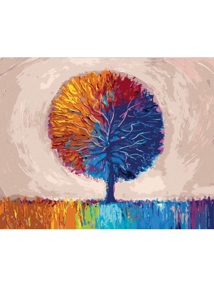 Diamantové maľovanie - FAREBNÝ STROM (Rámovanie bez rámu a bez vypnutia plátna, Rozmer 40x50 cm)