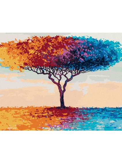 Diamantové maľovanie - FAREBNÝ STROM (Rámovanie bez rámu a bez vypnutia plátna, Rozmer 40x50 cm)