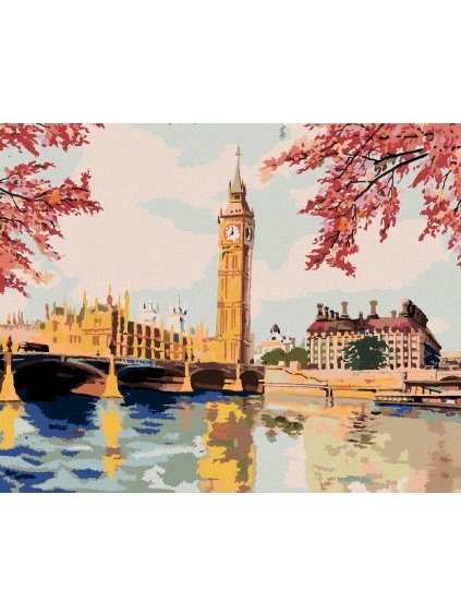 Diamantové maľovanie - BIG BEN NA JESEŇ (Rámovanie bez rámu a bez vypnutia plátna, Rozmer 40x50 cm)