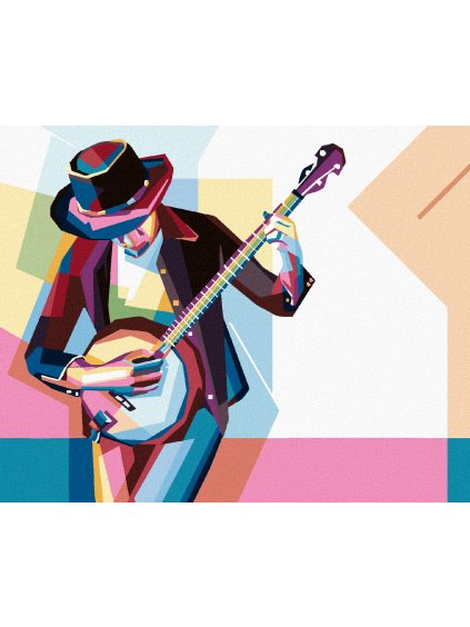 Diamantové maľovanie - FAREBNÝ HUDOBNÍK (Rámovanie bez rámu a bez vypnutia plátna, Rozmer 40x50 cm)