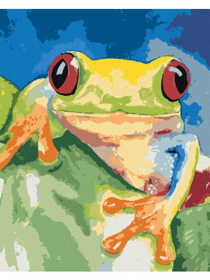Diamantové maľovanie - ŽABA SEDICA NA LISTE (Rámovanie bez rámu a bez vypnutia plátna, Rozmer 40x50 cm)