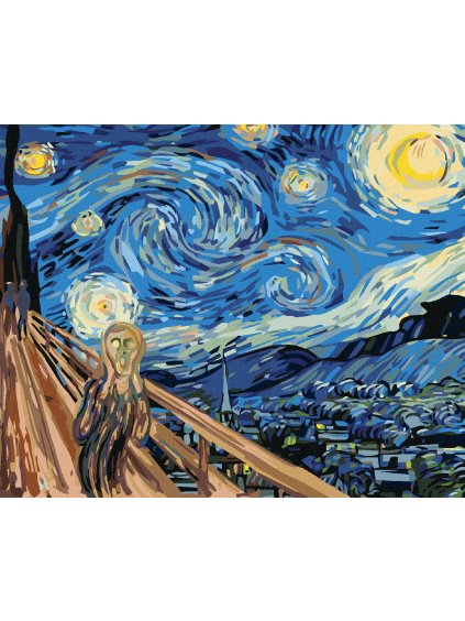 Diamantové maľovanie - VÝKRIK NA HVIEZDNÚ NOC - INŠPIRÁCIA VAN GOGHEM (Rámovanie bez rámu a bez vypnutia plátna, Rozmer 40x50 cm)