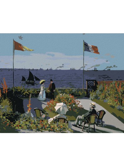 Diamantové maľovanie - ZÁHRADA V SAINTE-ADRESSE (CLAUDE MONET) (Rámovanie bez rámu a bez vypnutia plátna, Rozmer 40x50 cm)