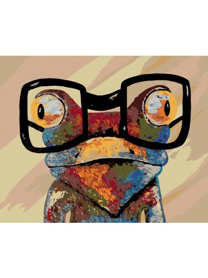 Diamantové maľovanie - ŽABA S ČIERNYMI OKULIARMI (Rámovanie bez rámu a bez vypnutia plátna, Rozmer 40x50 cm)