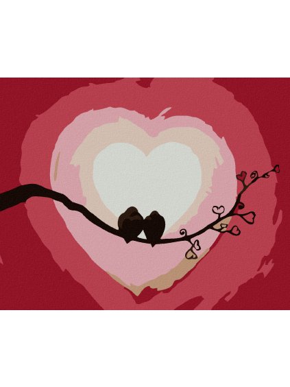 Diamantové maľovanie - SRDCE A HRDLIČKY (Rámovanie bez rámu a bez vypnutia plátna, Rozmer 40x50 cm)