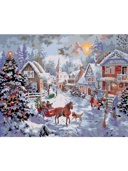 Diamantové maľovanie - KOZUB A VIANOČNÝ STROMČEK S DARČEKMI (Rámovanie bez rámu a bez vypnutia plátna, Rozmer 40x50 cm)